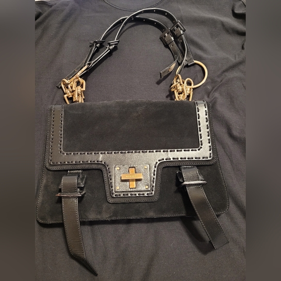 Givenchy Vintage Suede and Leather Handbag with Gold-Tone Chain Hardware Black - Picture 15 of 15